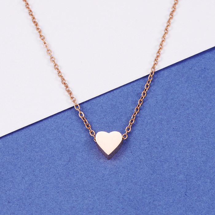 Basic Simple Style Classic Style Heart Shape Stainless Steel  Pendant Necklace In Bulk