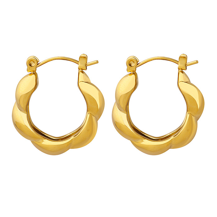 1 Pair Simple Style Round Twist Stainless Steel Plating Hoop Earrings