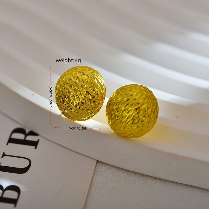1 Pair Elegant Solid Color Pleated Stainless Steel Ear Studs
