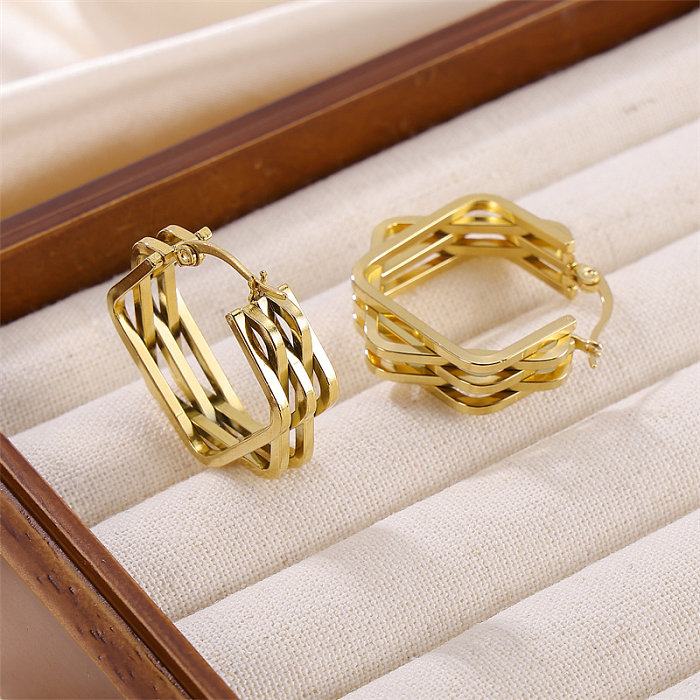 1 Pair Casual Hawaiian Tropical Geometric Plating Hollow Out Stainless Steel  18K Gold Plated Earrings