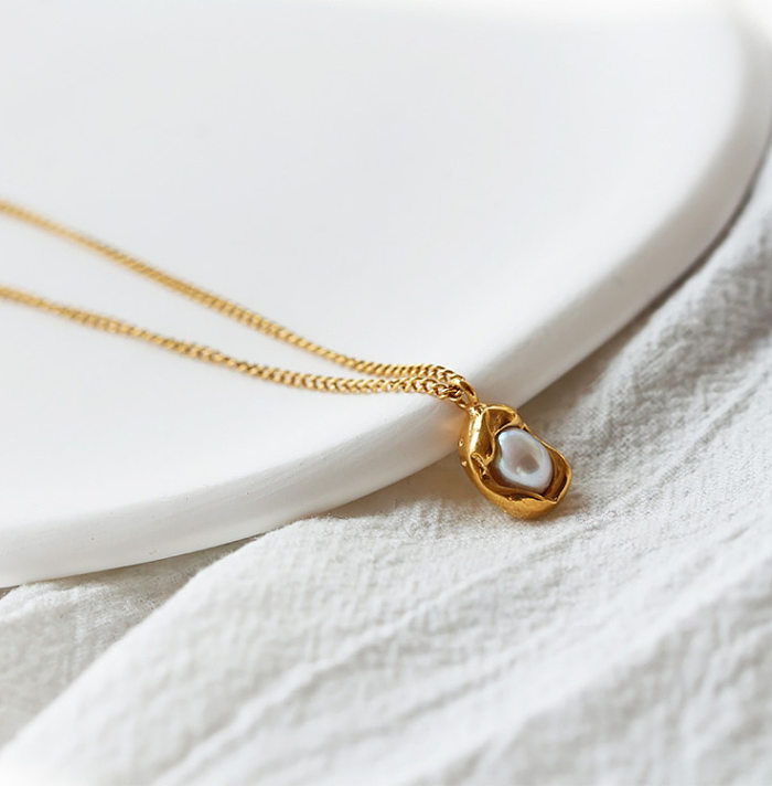 Collier pendentif en perles de pois, chaîne de clavicule en acier inoxydable, à la mode