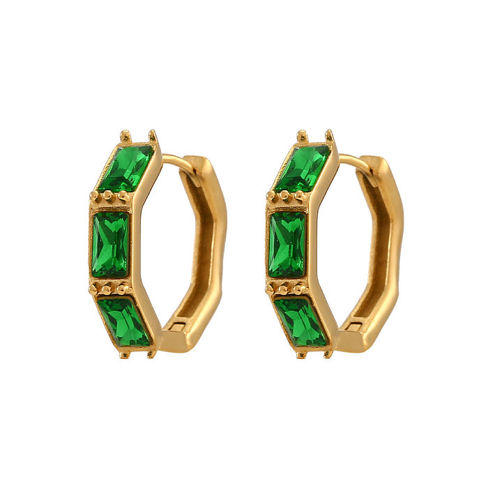Fashion Square Stainless Steel  Earrings Plating Inlay Zircon Stainless Steel  Earrings