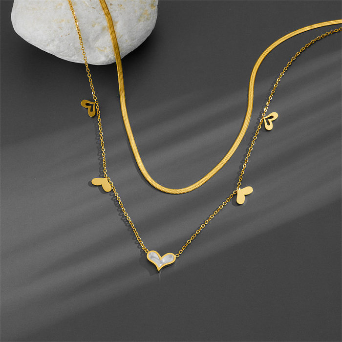 Künstlerische mehrschichtige Halsketten in Herzform mit Edelstahlbeschichtung
