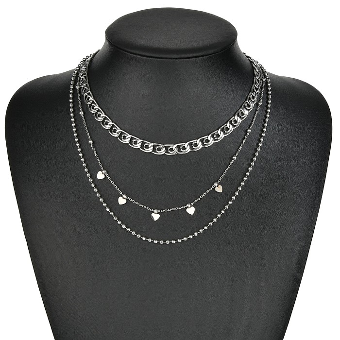 Fashion Heart Shape Stainless Steel  Layered Necklace