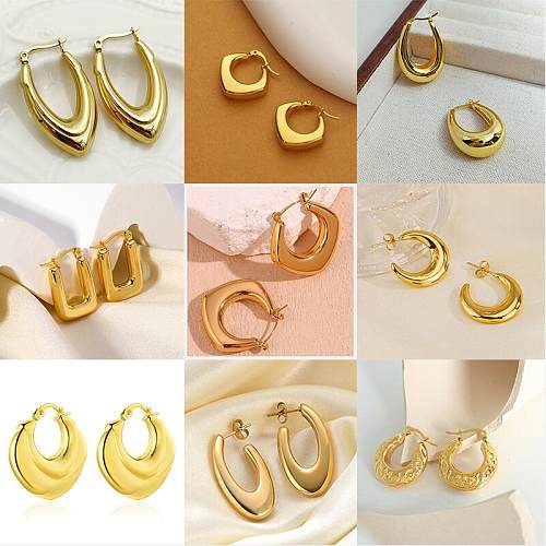 1 Pair Vintage Style Exaggerated Simple Style Solid Color Plating Stainless Steel  18K Gold Plated Earrings