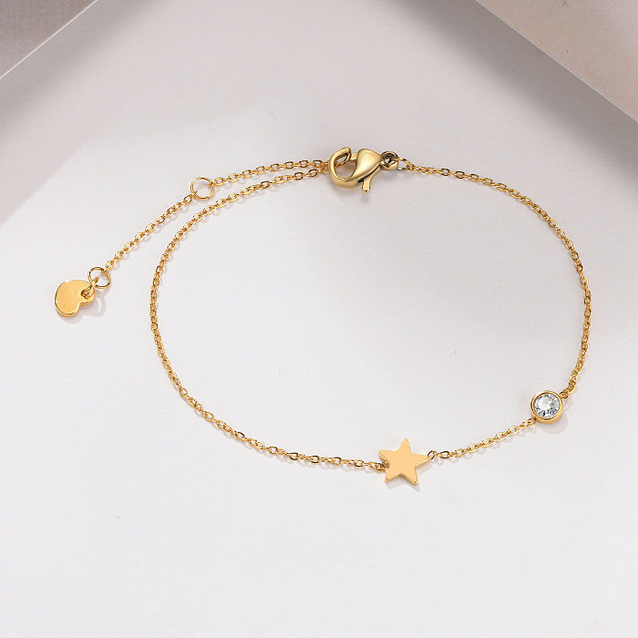 Vintage Style Simple Style Solid Color Stainless Steel Gold Plated Bracelets In Bulk