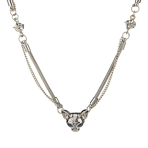 Hip-Hop Cat Stainless Steel Plating Inlay Zircon Pendant Necklace