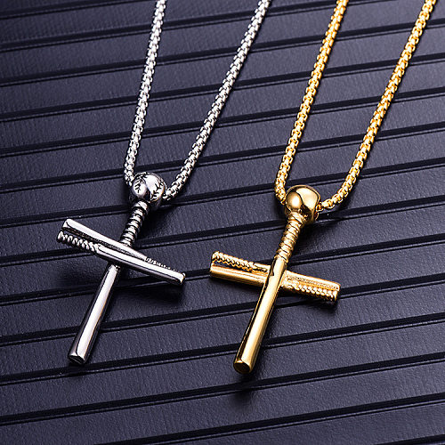 Hip-Hop Rock Streetwear Cross Stainless Steel  Plating Pendant Necklace
