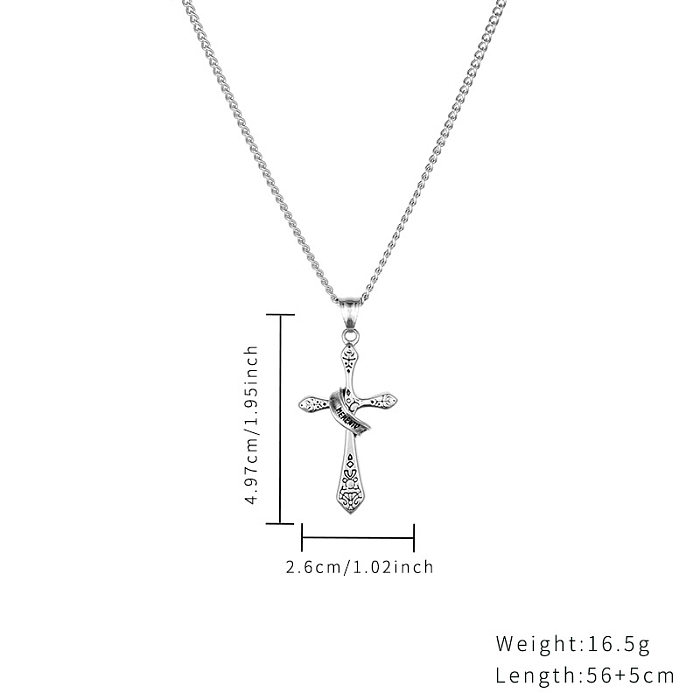 Simple Style Classic Style Cross Stainless Steel  Necklace