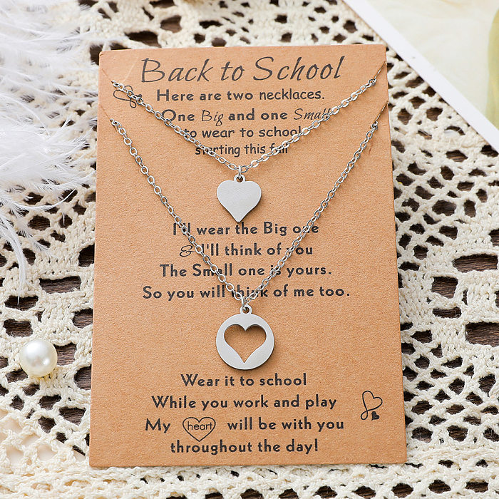 New Stainless Steel  Heart-shaped Mother-daughter Parent-child Sweater Chain 2-piece Set