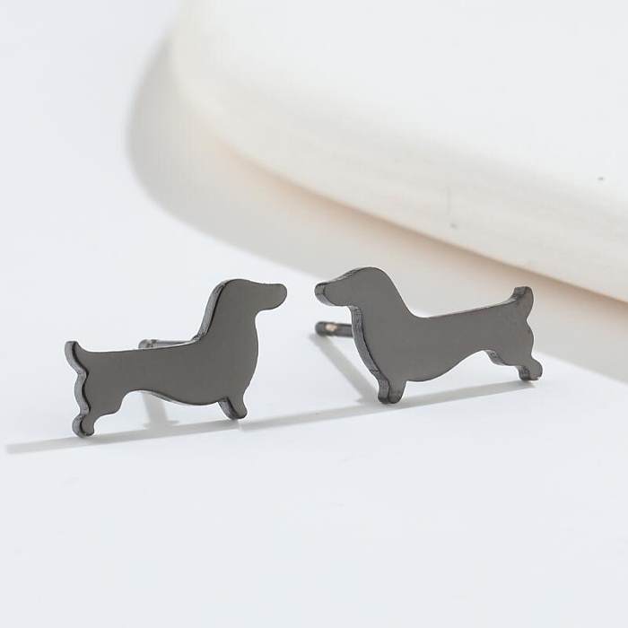 1 par de brincos de orelha revestidos de aço inoxidável para cães de estilo simples