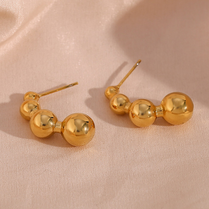 1 par de brincos de orelha banhados a ouro 18K de cor sólida estilo simples