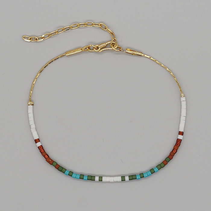 Bracelets tricotés en perles de rocaille géométriques bohème en acier inoxydable, vente en gros