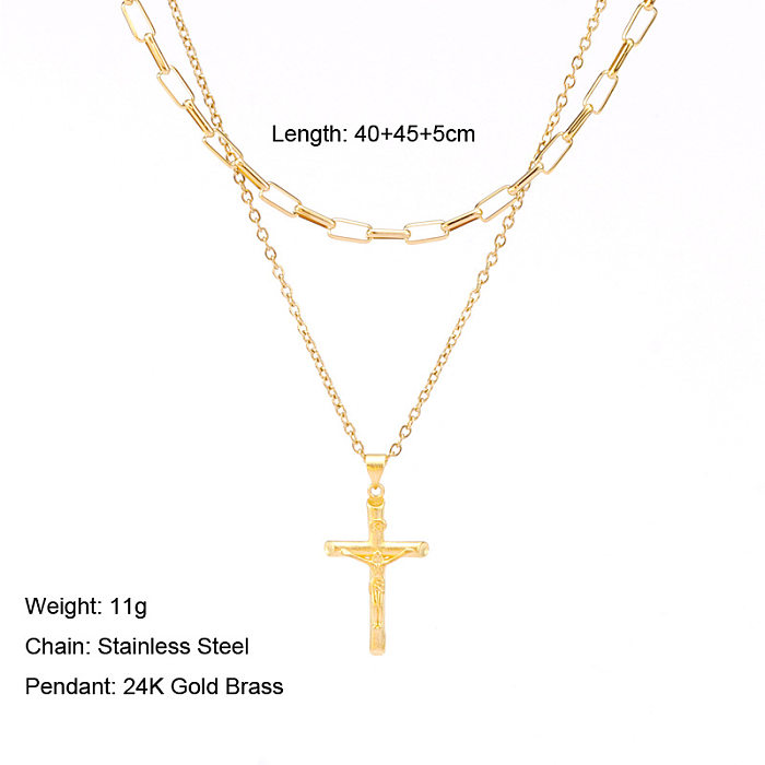 Mode-Kreuz-Halsketten mit Edelstahlbeschichtung, 1 Stück
