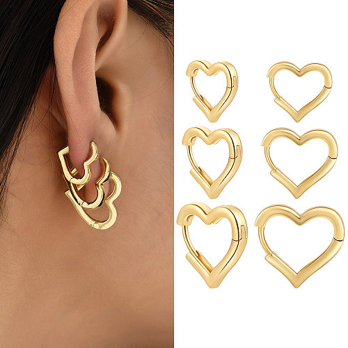 Schlichter Stil, herzförmige Edelstahl-Ohrringe, vergoldete Edelstahl-Ohrringe, 1 Paar