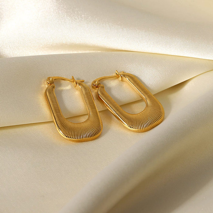 1 Pair IG Style Simple Style U Shape Plating Stainless Steel 18K Gold Plated Earrings
