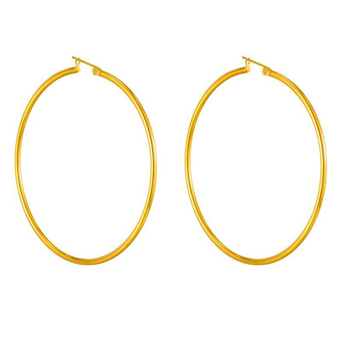 1 Pair Basic Round Plating Stainless Steel 18K Gold Plated Earrings