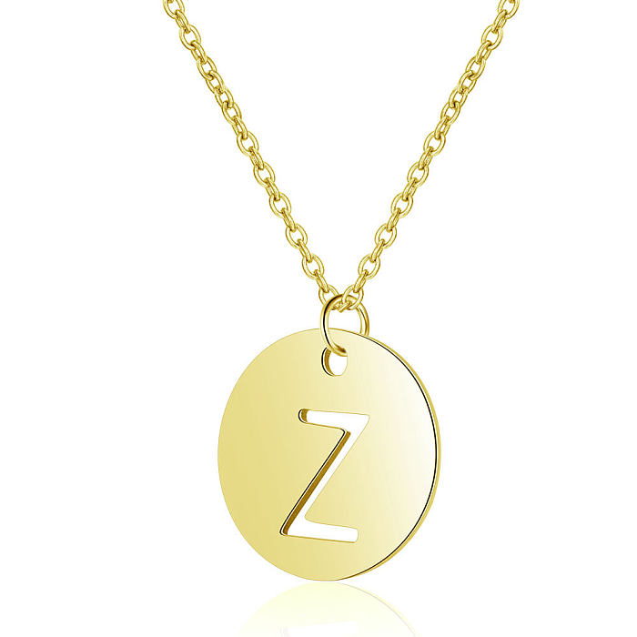 Simple Style Letter Stainless Steel  Stainless Steel Plating Chain Gold Plated Pendant Necklace