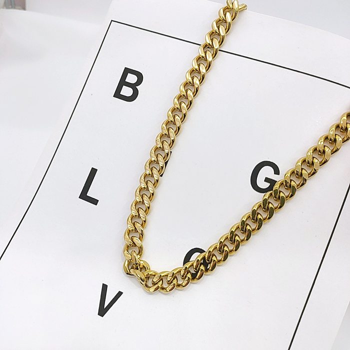 Fashion Simple Thick Female Short Clavicle Chain Stainless Steel Necklace