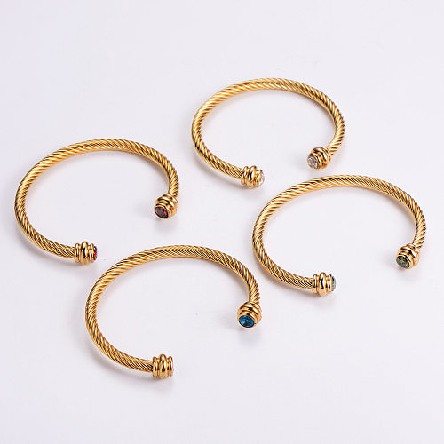 Bracelet en acier au titane géométrique de style simple plaquant des bracelets en acier inoxydable à diamant artificiel
