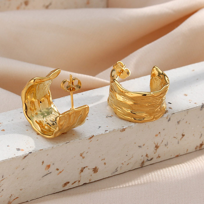 Fashion C Shape Stainless Steel  Hoop Earrings Plating Stainless Steel  Earrings