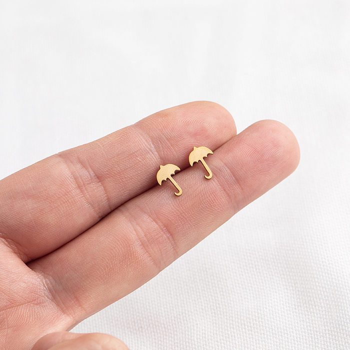 Simple Glossy Gold Silver Umbrella Earrings
