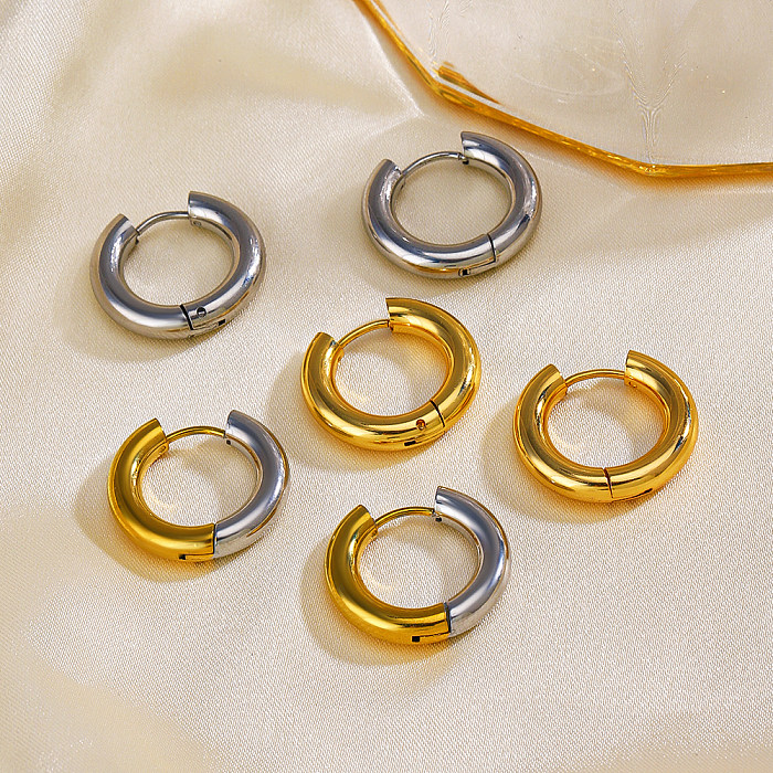 1 Pair Simple Style Color Block Metal Button Stainless Steel  18K Gold Plated Earrings