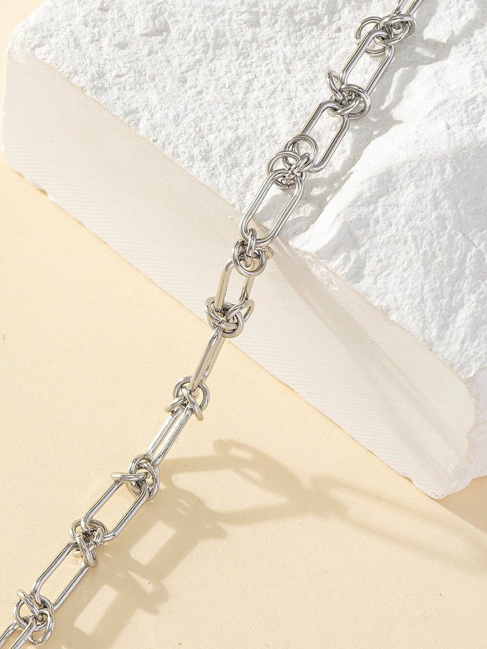 Schlichter Stil, einfarbige Knoten-Edelstahlkette mit ausgehöhlter Halskette
