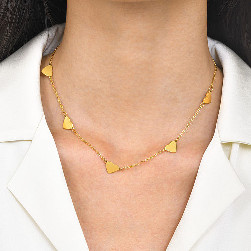 Collar chapado en oro de 18 quilates de acero inoxidable con forma de corazón de estrella de estilo clásico francés a granel
