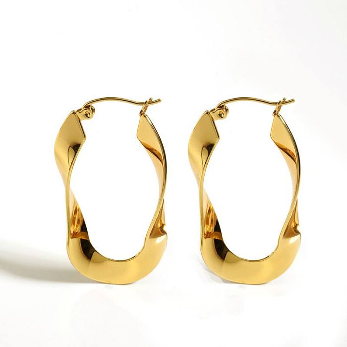 1 Pair Casual Modern Style Classic Style Solid Color Plating Stainless Steel  14K Gold Plated Earrings