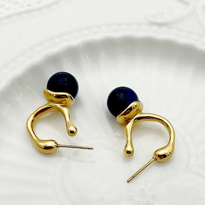 1 Pair Elegant Sweet Simple Style Round Plating Stainless Steel  Gold Plated Drop Earrings