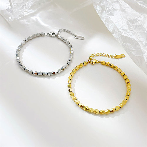 Modern Style Simple Style Solid Color Stainless Steel Gold Plated Bracelets