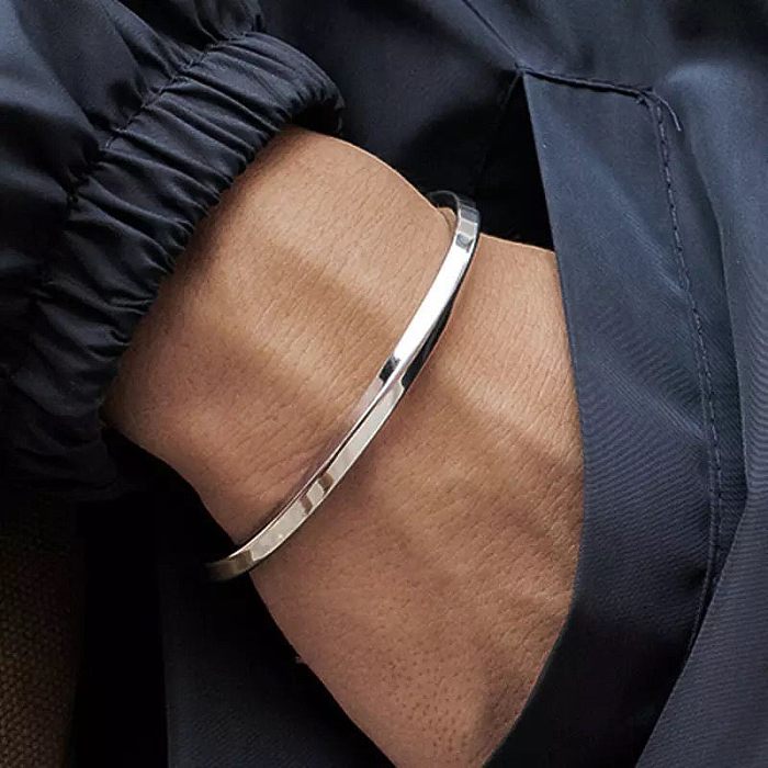 Streetwear Grain Titanium Steel Plating Cuff Bracelets