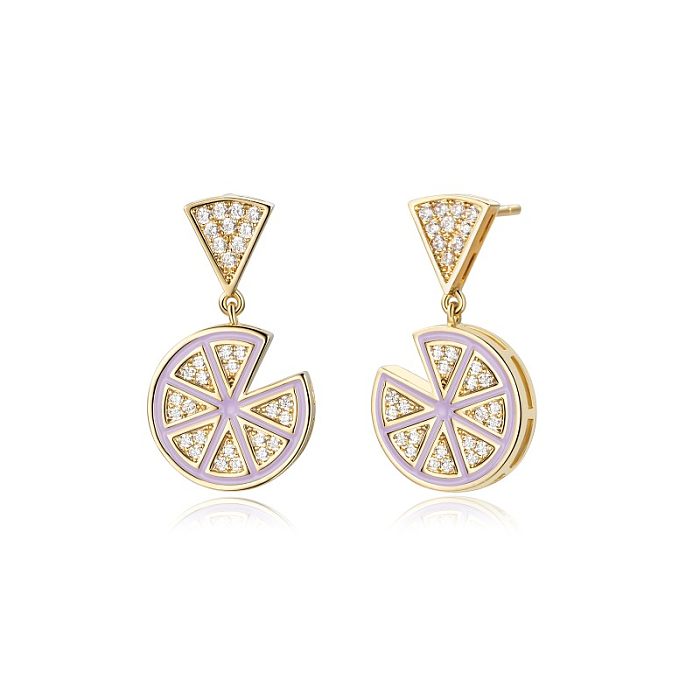 1 Pair Simple Style Lemon Polishing Plating Inlay Stainless Steel  Zircon Gold Plated Ear Studs