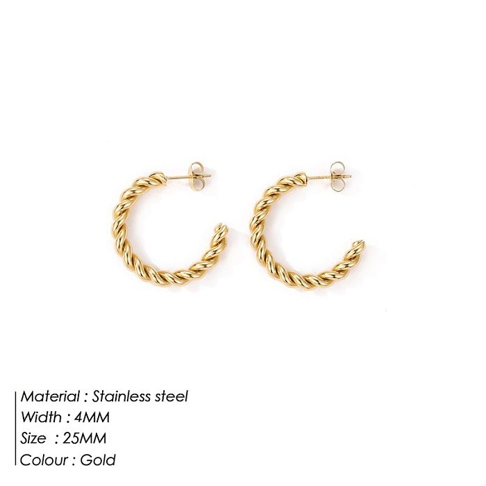 Modische vergoldete C-förmige Twist-Ohrringe für Damen aus Edelstahl