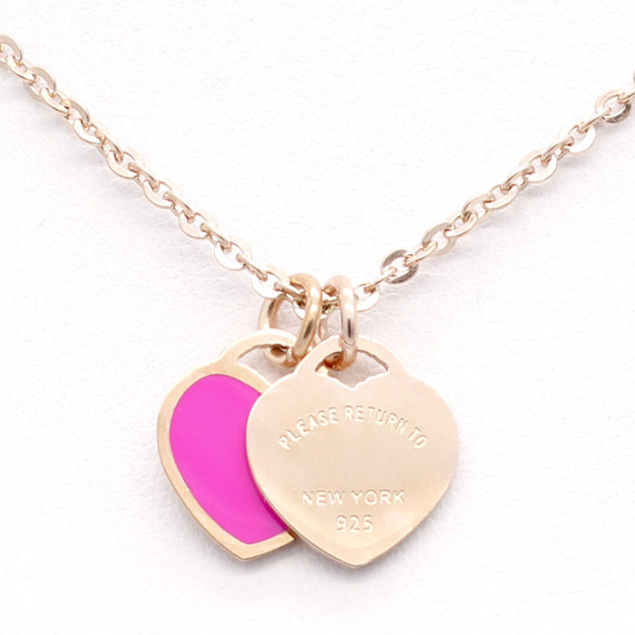 Wholesale Retro Heart Shape Stainless Steel  18K Gold Plated Pendant Necklace