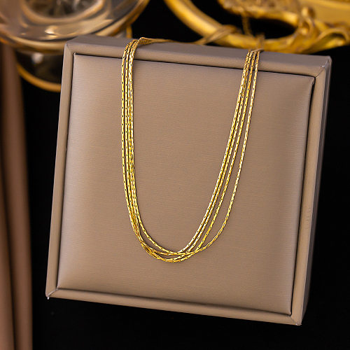 Lady Classic Style Solid Color Stainless Steel Plating Necklace