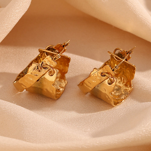 1 Pair Vintage Style Simple Style Classic Style Geometric Plating Stainless Steel  18K Gold Plated Earrings