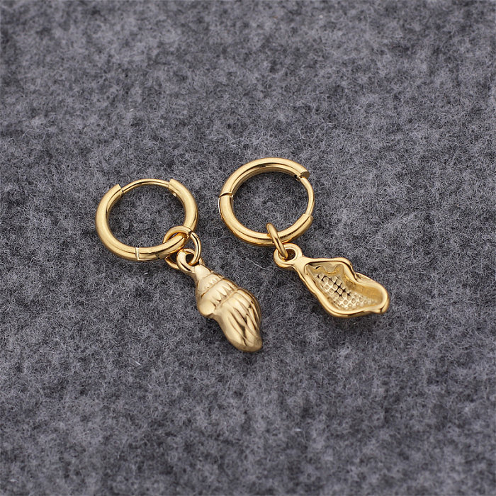 1 Paar schlichter Stil, klassischer Stil, Seestern-Muschelschalen-Beschichtung, vergoldeter Edelstahl-Ohrring