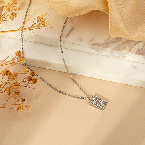 Casual Cute Simple Style Rectangle Stainless Steel  Polishing Plating Gold Plated Silver Plated Pendant Necklace