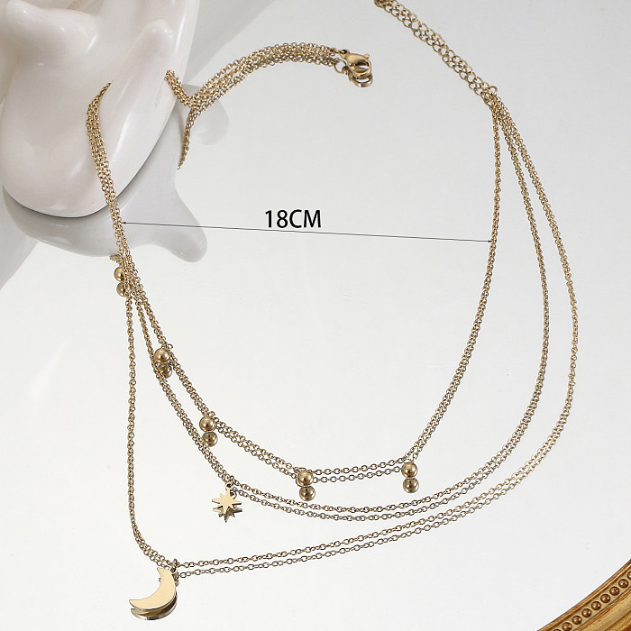 Fashion Moon Stainless Steel  Layered Necklaces Star Stainless Steel  Necklaces 1 Piece