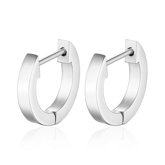 Boucles d'oreilles rondes en acier inoxydable, Style Simple, strass artificiels, 1 paire