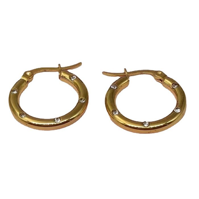 1 Pair Streetwear Solid Color Plating Stainless Steel Hoop Earrings