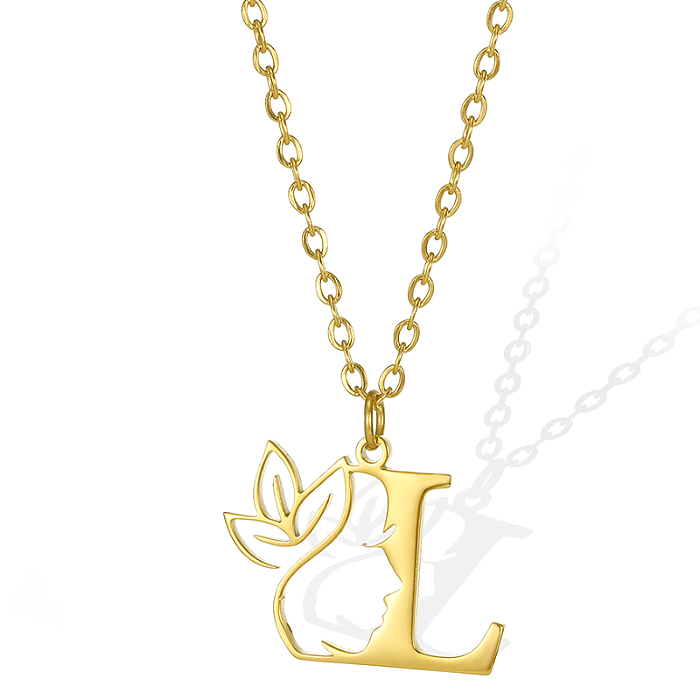Simple Style Human Face Rabbit Stainless Steel  18K Gold Plated Pendant Necklace