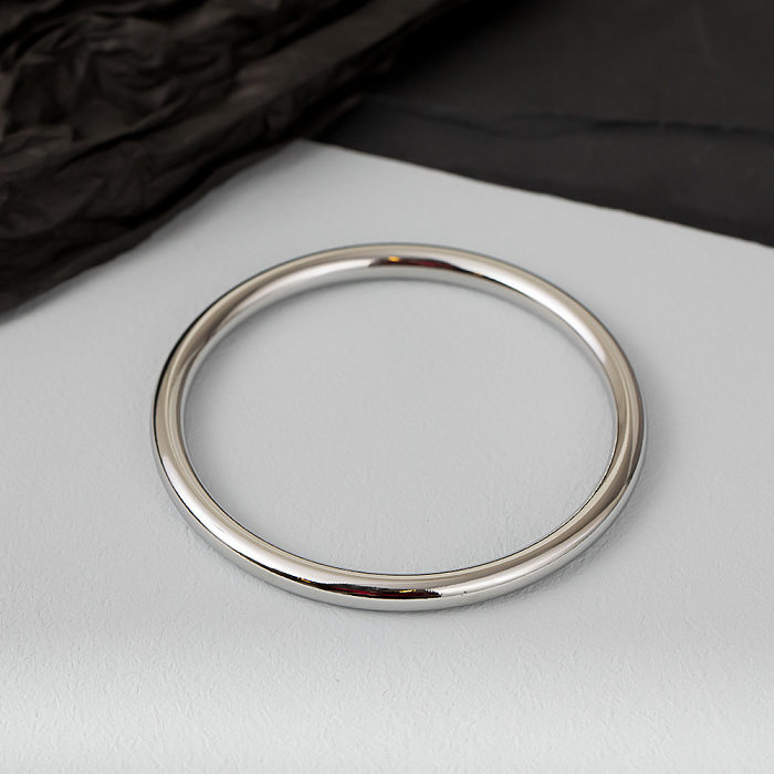 Simple Style Classic Style Solid Color Titanium Steel Polishing Bangle