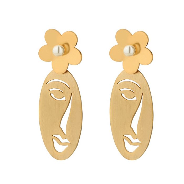 1 Paar übertriebene, einfarbige, vergoldete Ohrhänger aus Edelstahl