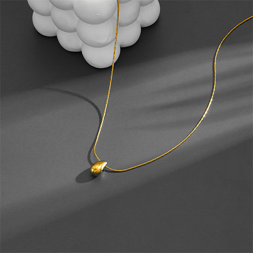 Simple Style Water Droplets Solid Color Stainless Steel Plating 18K Gold Plated Pendant Necklace