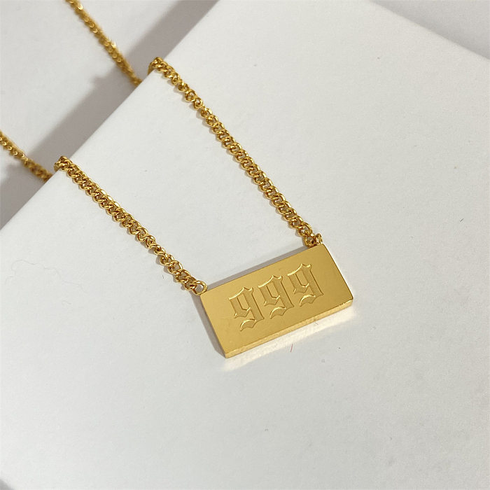 1 Piece Streetwear Number Rectangle Stainless Steel  Plating Pendant Necklace