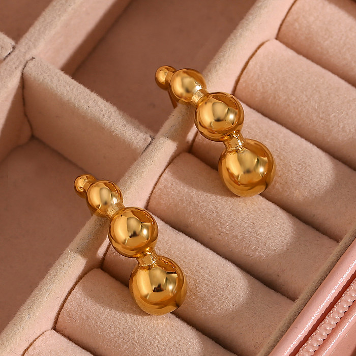 1 par de pendientes chapados en oro de 18 quilates con revestimiento de acero inoxidable de color sólido de estilo simple
