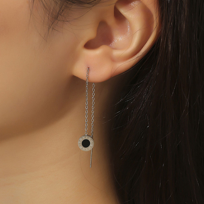 1 Pair Casual Elegant Simple Style Number Inlay Stainless Steel Acrylic Ear Line